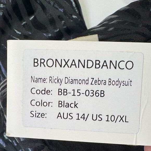 NEW Bronx And Banco Ricky Diamond Zebra Bodysuit Size 10 - Picture 8 of 9